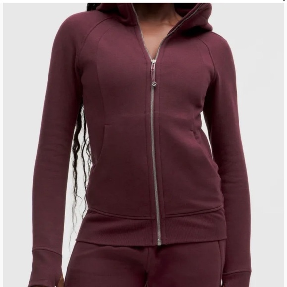 Lululemon Scuba Full Zip Hoodie Sweatshirt Fleece Pockets Plum Sz 6 - Picture 1 of 12